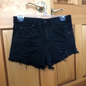 Black denim shorts